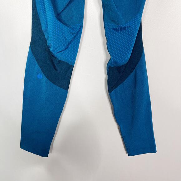Lululemon Womens 4 Blue Poolside Seamless Mesh High Rise Training Leggings 25" - Picture 6 of 9